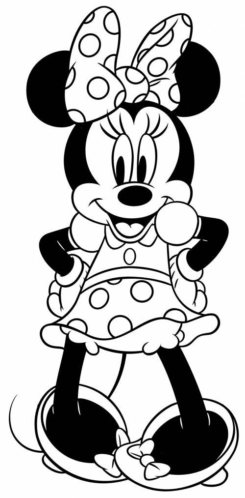 Minnie Mouse with polka dot bow coloring page