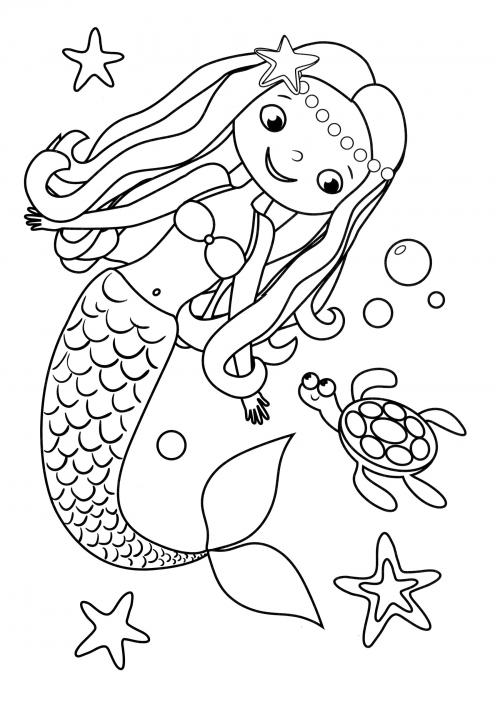 Cute mermaid coloring page