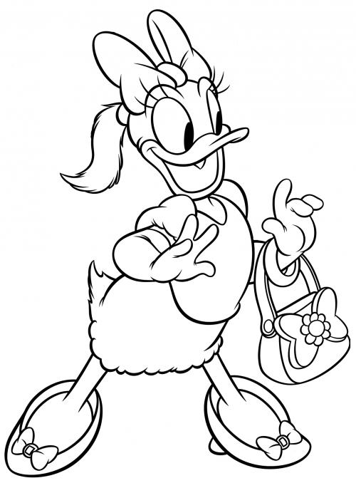 Daisy Duck with a beautiful bag coloring page