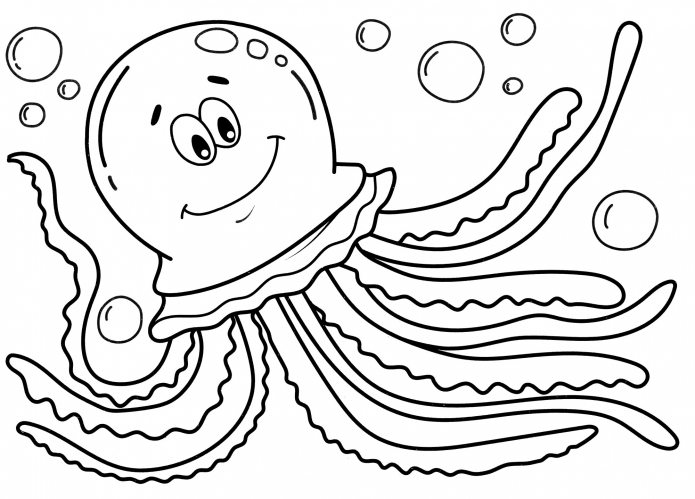 Joyful jellyfish coloring page