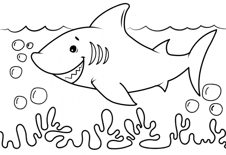 Smiling shark coloring page