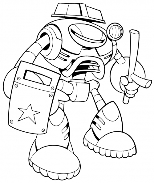 Robot policeman coloring page