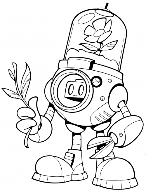 Flower robot coloring page