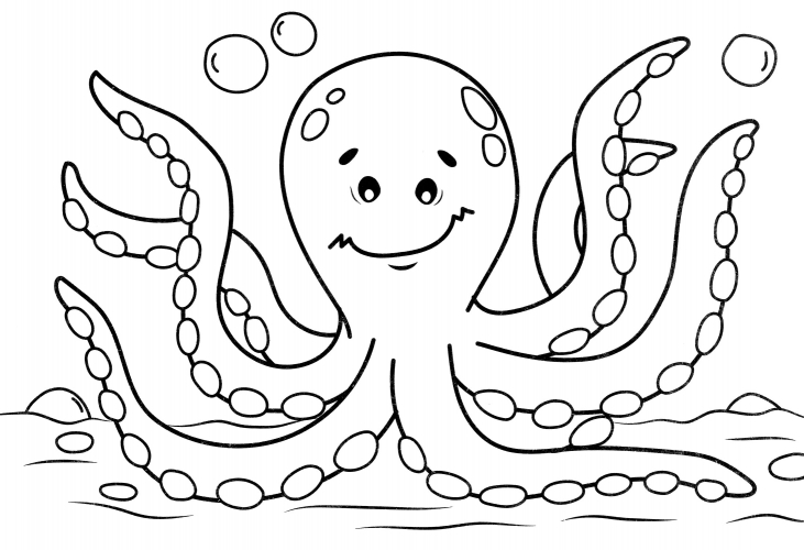 Octopus raised its tentacles coloring page