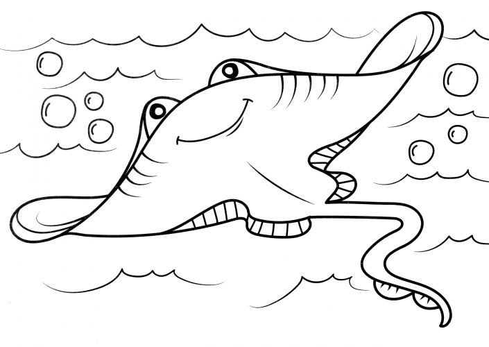 Cute stingray coloring page