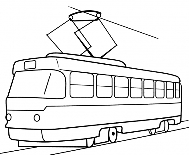 Old tram coloring page