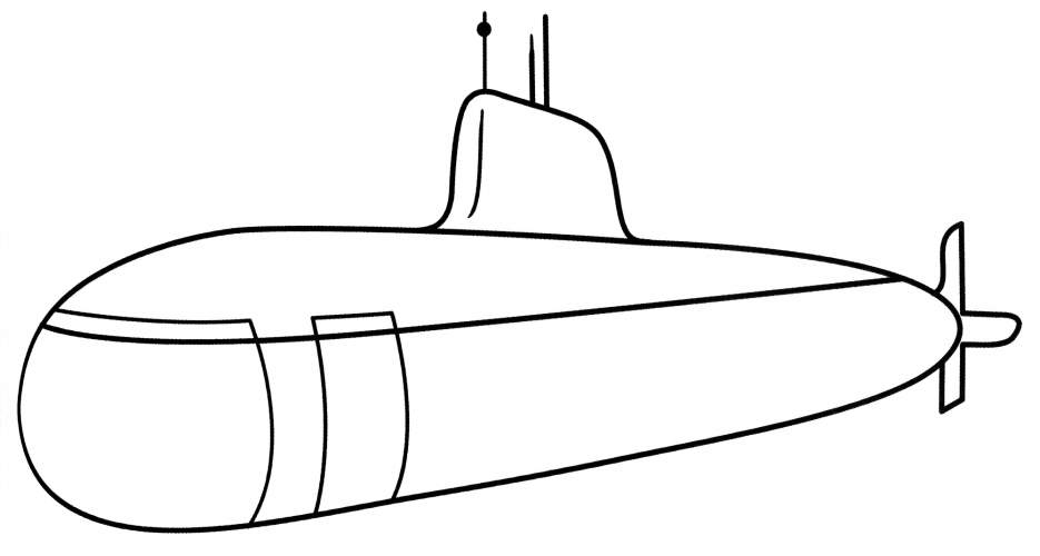 Submarine in the water coloring page
