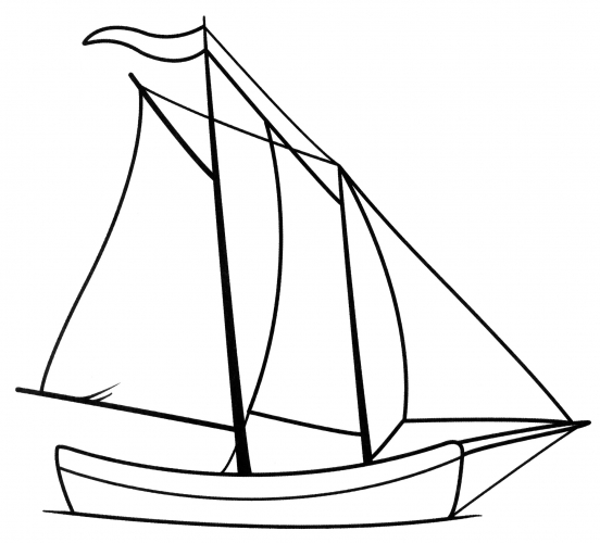Boat with open sails coloring page