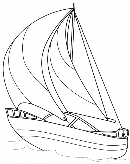 Sailboat on water coloring page