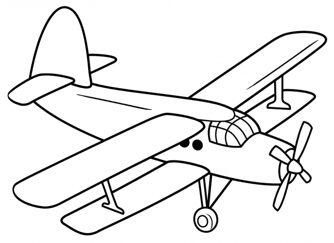 Agriculturial aeroplane in flight coloring page