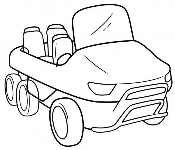 Six-wheeled machine coloring page