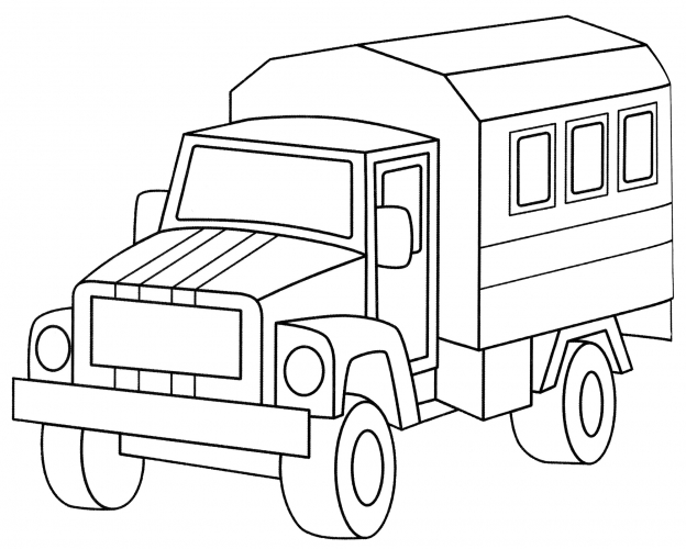 Lorry with windows in the back coloring page