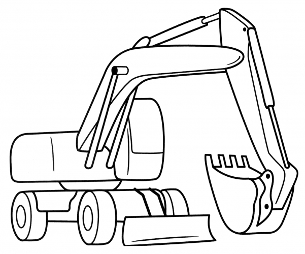 Wheeled excavator coloring page
