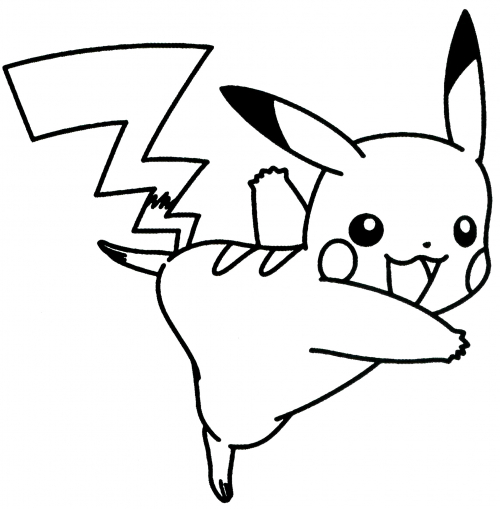 Jumping Pikachu coloring page