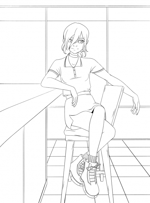 Angel in the cafe coloring page