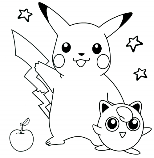 Greetings from Pikachu and Jigglypuff coloring page