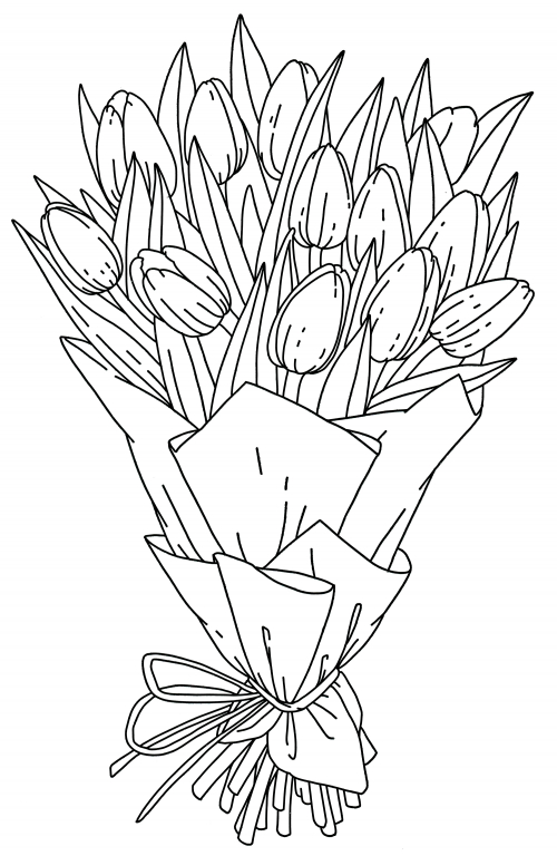Lush bouquet of tulips coloring page