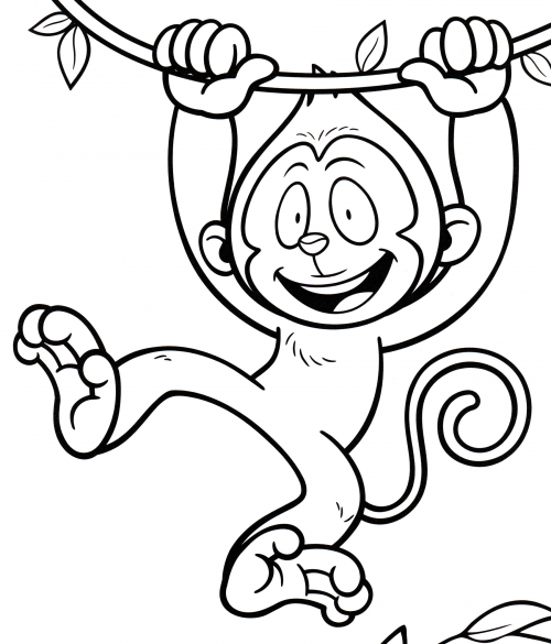 Monkey on a vines coloring page