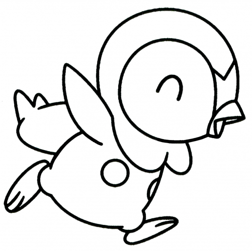 Piplup runs coloring page