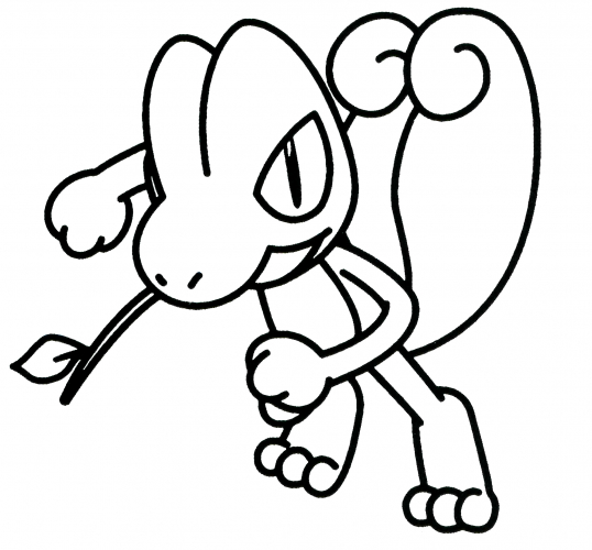 Treecko with a twig coloring page