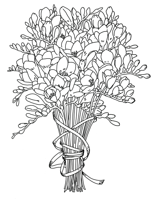 Bunch of unusual flowers coloring page
