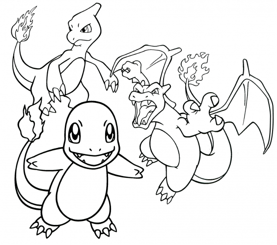 Charmander evolution coloring page