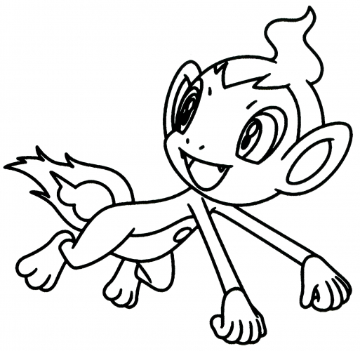 Jumping Chimchar coloring page