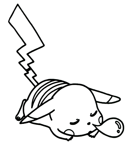 Pikachu's asleep coloring page