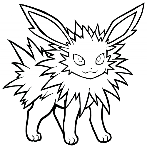 Red fox Jolteon coloring page