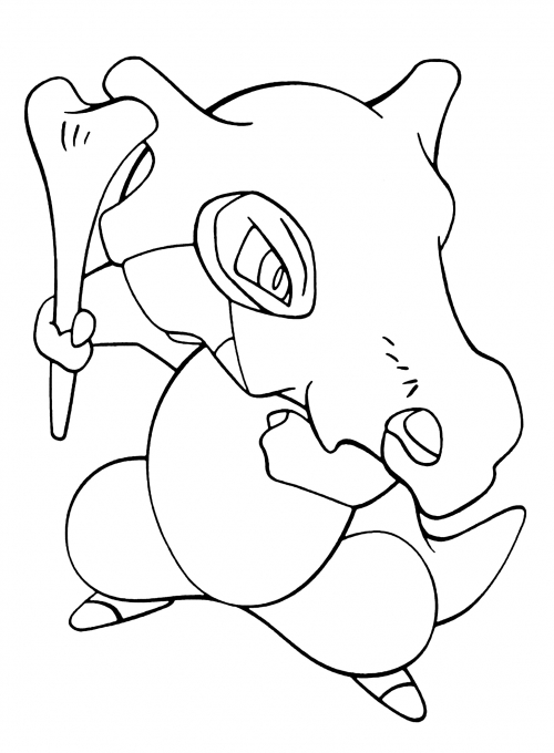 Cubone with a bone coloring page