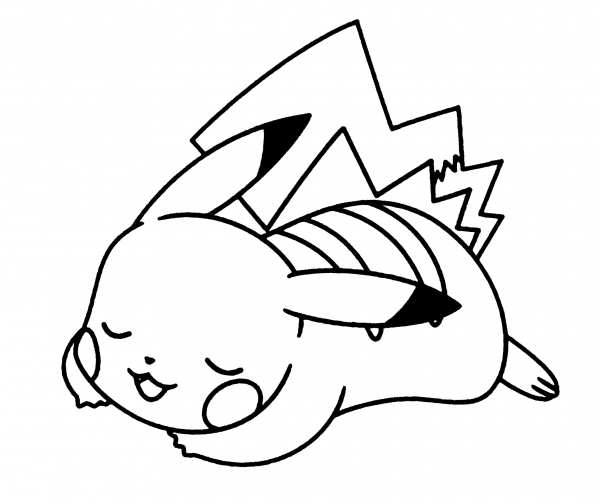 Pikachu is resting coloring page