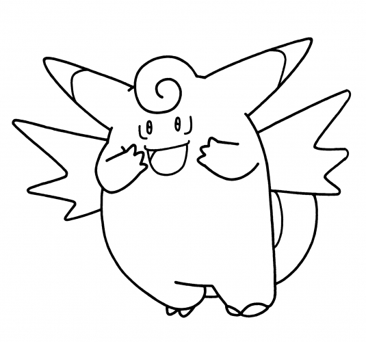 Clefable smiles coloring page
