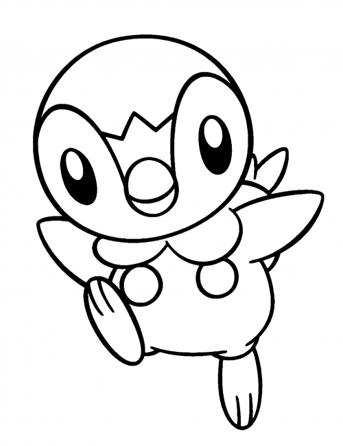 Piplup jumping coloring page