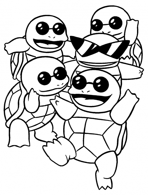 Squirtle Squad coloring page