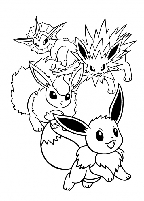 Eevee evolutions coloring page