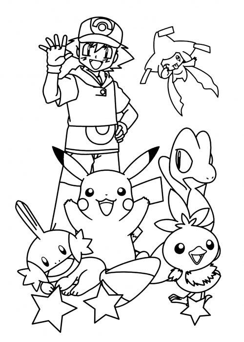 Ash is preparing for battle coloring page