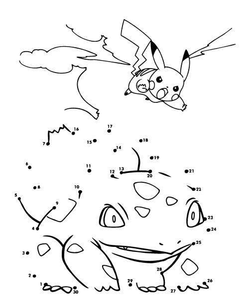 Pikachu runs after Nidorino coloring page