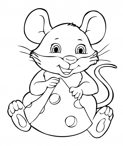 Mousey holding the cheese coloring page