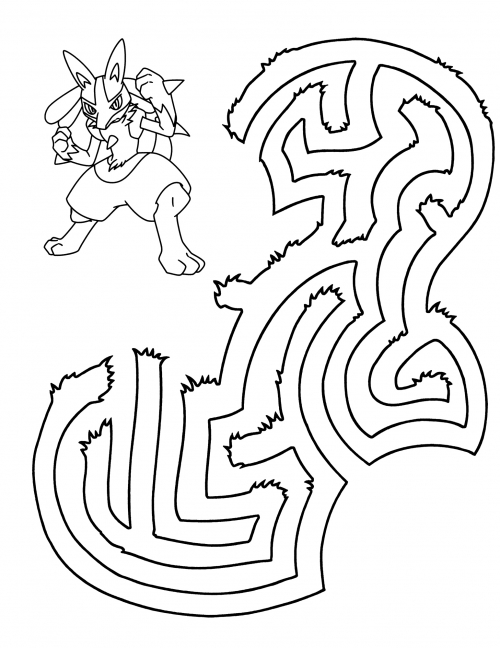 Maze with Lucario coloring page