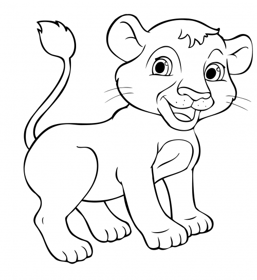 Young lion cub coloring page