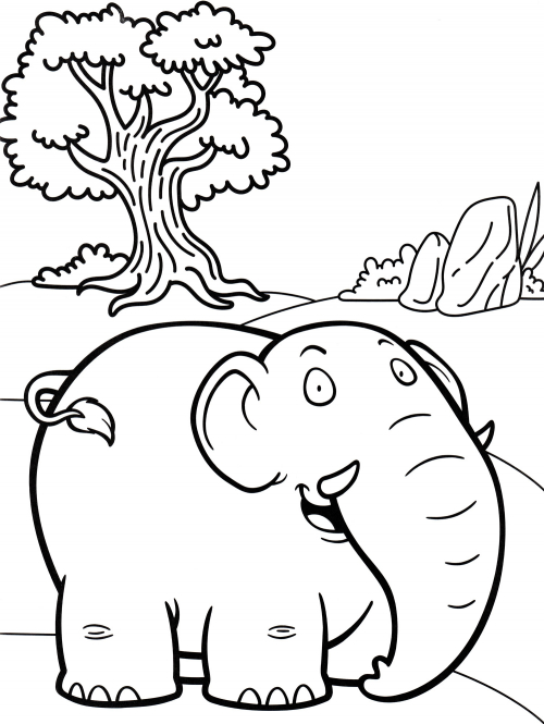 Fat elephant coloring page