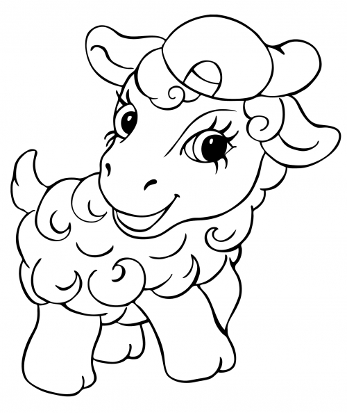Sheep in a cap coloring page