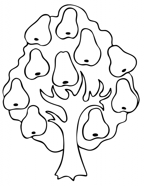 Pear tree with fruit coloring page