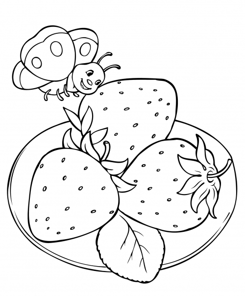 Strawberry plate coloring page