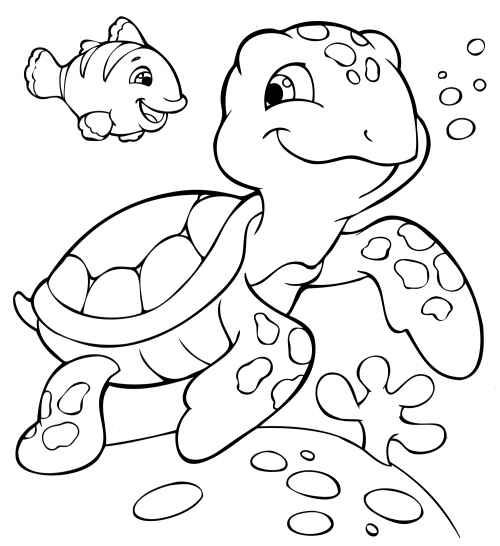 Cute sea turtle coloring page