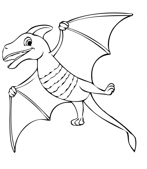 Pterodactyl in the sky coloring page