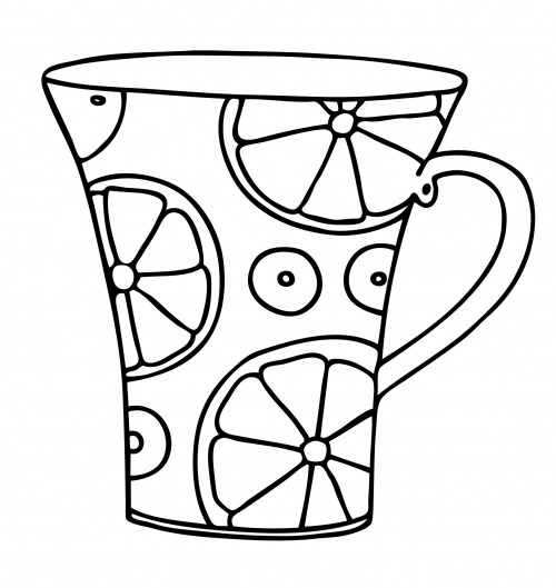 Patterned mug coloring page