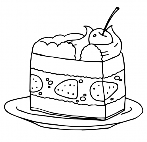 Cake on a plate coloring page