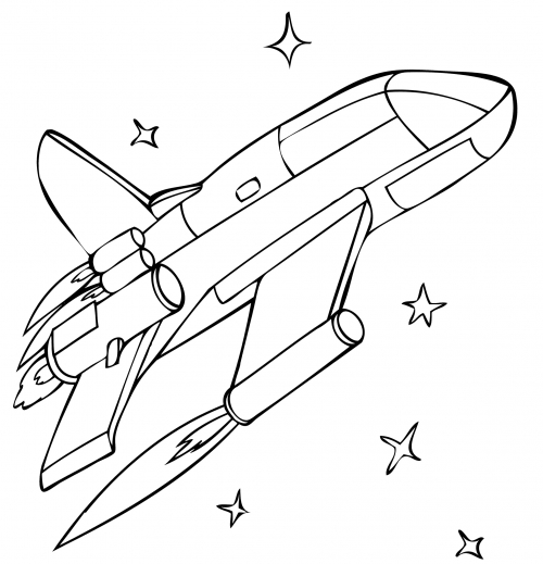 Modern spaceship coloring page