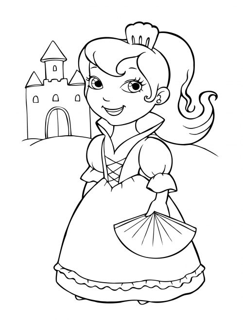 Princess is going to the castle coloring page